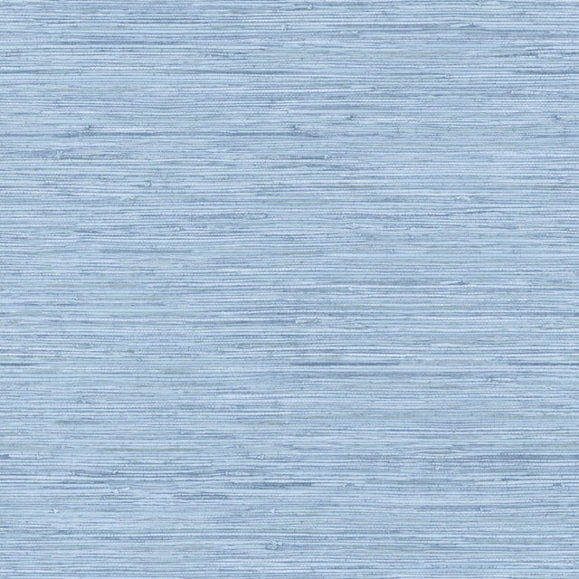 Horizontal Grasscloth Light Blue Wallpaper with Faux Grasscloth Texture - York WB5504