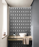 Hendrix Arches Off-White & Onyx by Piano Geometric Wallpaper – Seabrook Designs WH40030