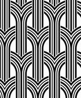 Hendrix Arches geometric wallpaper in off-white and onyx black with bold arched Art Deco lines