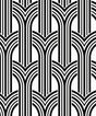 Hendrix Arches geometric wallpaper in off-white and onyx black with bold arched Art Deco lines