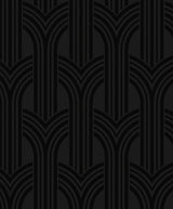 Hendrix Arches wallpaper in carbon and metallic black geometric arch pattern
