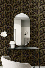 Jazz Faux Skin Metallic Royal Gold & Obsidian by Piano Animal Print Wallpaper – Seabrook Designs WH40206
