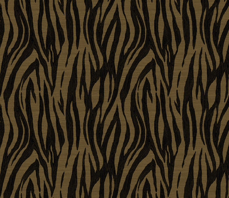 Metallic royal gold and obsidian faux skin animal print wallpaper pattern