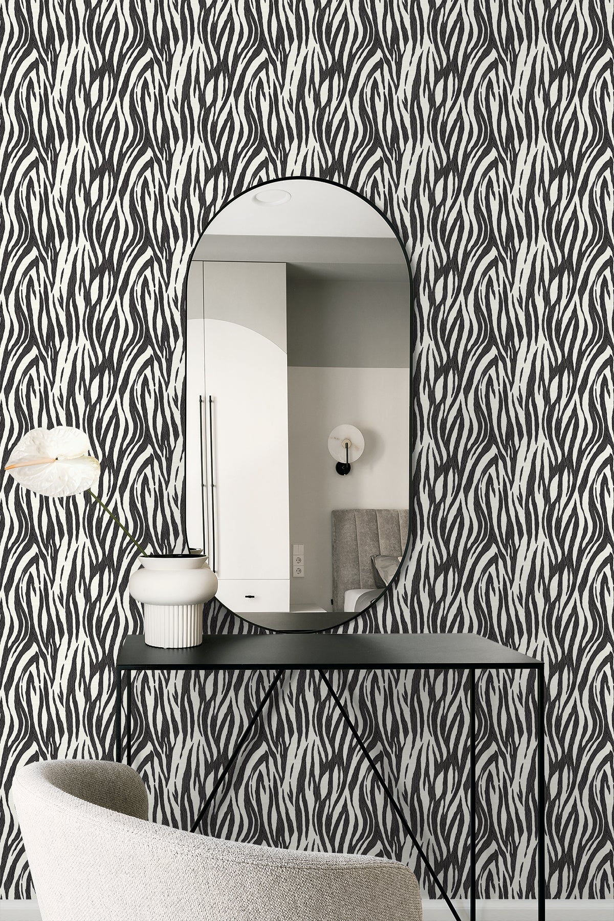 Jazz Faux Skin Onyx & Neutral by Piano Animal Print Wallpaper – Seabrook Designs WH40216