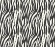 Black and off-white zebra-inspired animal print wallpaper pattern, Jazz Faux Skin in Onyx & Neutral by Seabrook Designs.