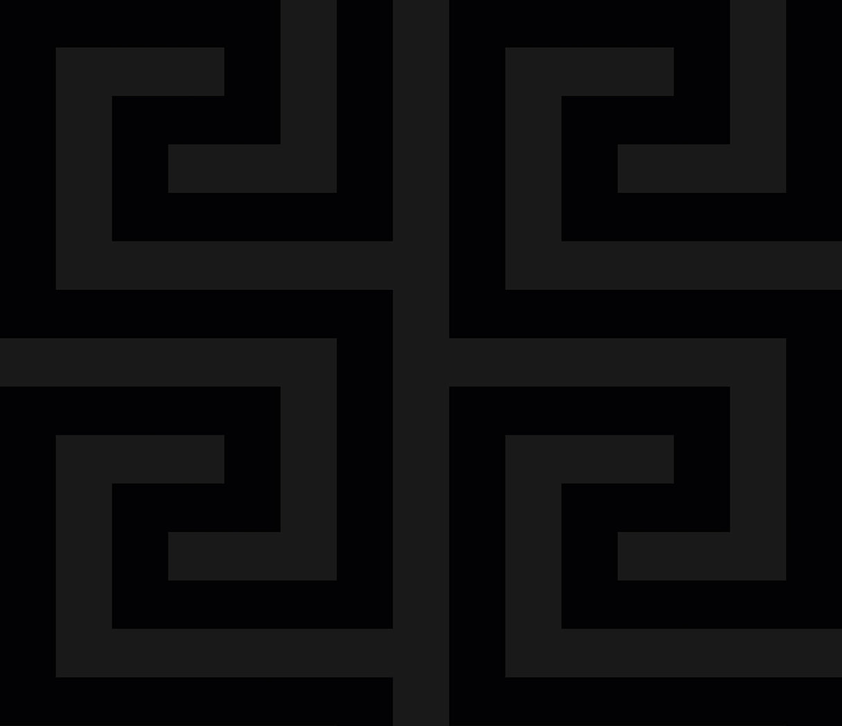 Forte Greek Key geometric wallpaper pattern in Metallic Carbon (black with metallic finish).