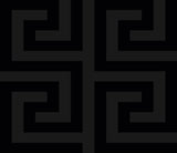 Forte Greek Key geometric wallpaper pattern in Metallic Carbon (black with metallic finish).