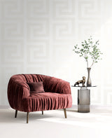 Forte Greek Key Metallic Ivory by Piano Geometric Wallpaper – Seabrook Designs WH40310