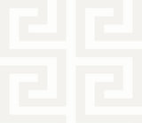 Metallic ivory Greek key geometric wallpaper pattern