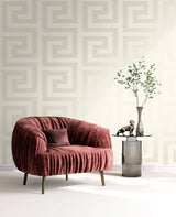 Forte Greek Key Metallic Champagne by Piano Geometric Greek Key Wallpaper – Seabrook Designs WH40330
