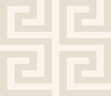 Metallic champagne Greek key geometric wallpaper pattern (Forte Greek Key by Seabrook Designs, WH40330).