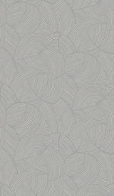 Symphony Geometric wallpaper in Metallic Smoke with overlapping curved linework