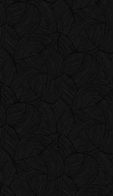 Symphony Geometric wallpaper in Metallic Black Ice with overlapping curved linework pattern