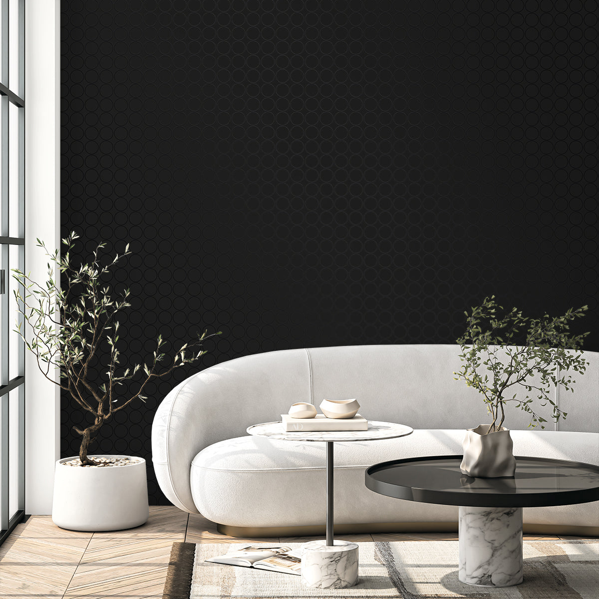 Round Geometric Metallic Nightfall by Piano Geometric Wallpaper – Seabrook Designs WH40500