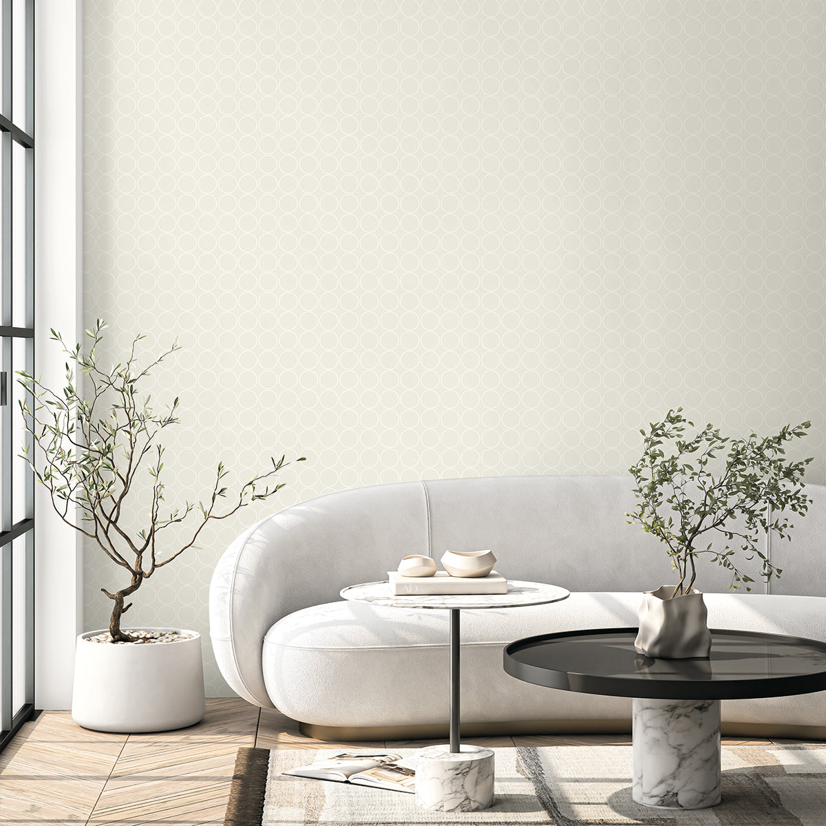 Round Geometric Neutral by Piano Geometric Wallpaper – Seabrook Designs WH40503