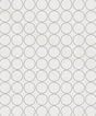 Round Geometric wallpaper in a linen background with metallic silver dotted circles
