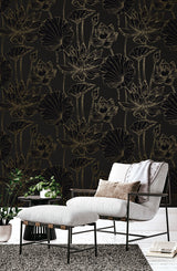 Viola Floral Espresso & Metallic Bronze by Piano Metallic Floral Wallpaper – Seabrook Designs WH40700