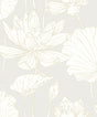 Viola Floral wallpaper in Metallic Coconut & Cream with soft floral linework and metallic accents