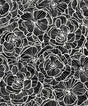 Alejandra Floral wallpaper pattern in metallic charcoal and black with bold outlined floral design