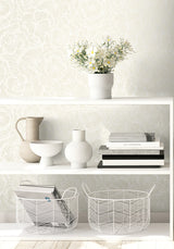 Alejandra Floral Metallic Almond & Cream by Piano Floral Wallpaper – Seabrook Designs WH40805