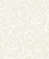 Alejandra Floral wallpaper in Metallic Almond & Cream (close-up floral linework).
