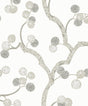 Allegra Branches wallpaper in Cotton & Fog with stylized botanical branches on an off-white ground.
