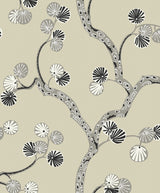 Allegra Branches wallpaper in Metallic Champagne & Stone with stylized botanical branches