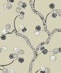 Allegra Branches wallpaper in Metallic Champagne & Stone with stylized botanical branches