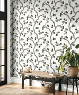 Allegra Branches Cream & Rhino by Piano Botanical Branch Wallpaper – Seabrook Designs WH41018