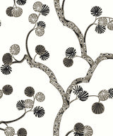 Allegra Branches wallpaper in Cream & Rhino featuring stylized botanical branches in gray tones on a light background.