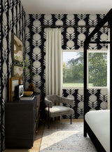 Belle Floral Stripe Black Tie & Metallic Gold by Piano Floral Stripe Wallpaper – Seabrook Designs WH41105