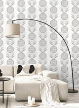 Belle Floral Stripe Smoke by Piano Floral Stripe Wallpaper – Seabrook Designs WH41108