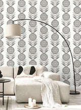 Belle Floral Stripe Mushroom by Piano Floral Stripe Wallpaper – Seabrook Designs WH41118