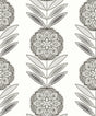Belle Floral Stripe wallpaper in Mushroom neutral tones with stylized floral medallions and vertical stripe layout