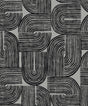 Piper Geometric wallpaper in metallic silver and black geometric pattern