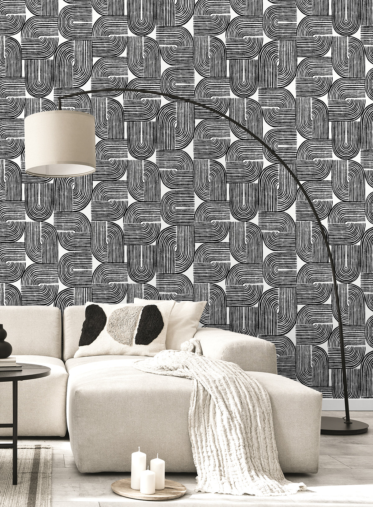Piper Geometric Off-White & Onyx by Piano Geometric Wallpaper – Seabrook Designs WH41310