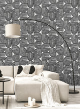 Piper Geometric Off-White & Onyx by Piano Geometric Wallpaper – Seabrook Designs WH41310