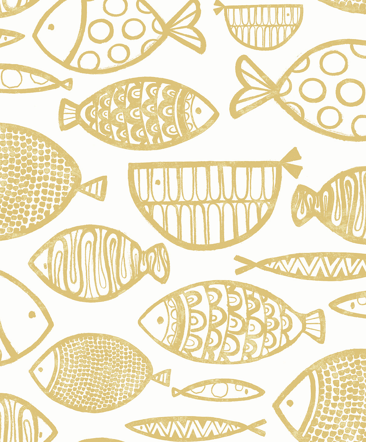 Cadence Fish wallpaper in Honey colorway with stylized fish motif