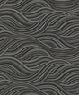 Melody Waves metallic charcoal and black abstract wave wallpaper with a flowing wavy line pattern and metallic finish.