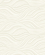 Melody Waves in Elderflower, a warm neutral abstract wave pattern wallpaper with a satin finish.