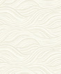 Melody Waves in Elderflower, a warm neutral abstract wave pattern wallpaper with a satin finish.
