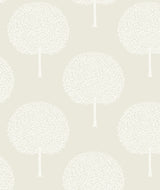 Demi Trees wallpaper pattern in neutral and cream with stylized tree silhouettes and satin finish.