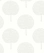 Ivory wallpaper with delicate glass-beaded tree silhouettes in a soft metallic finish.