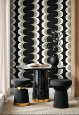 Mandolin Onyx & Metallic Stone by Piano Geometric Stripe Wallpaper – Seabrook Designs WH42008