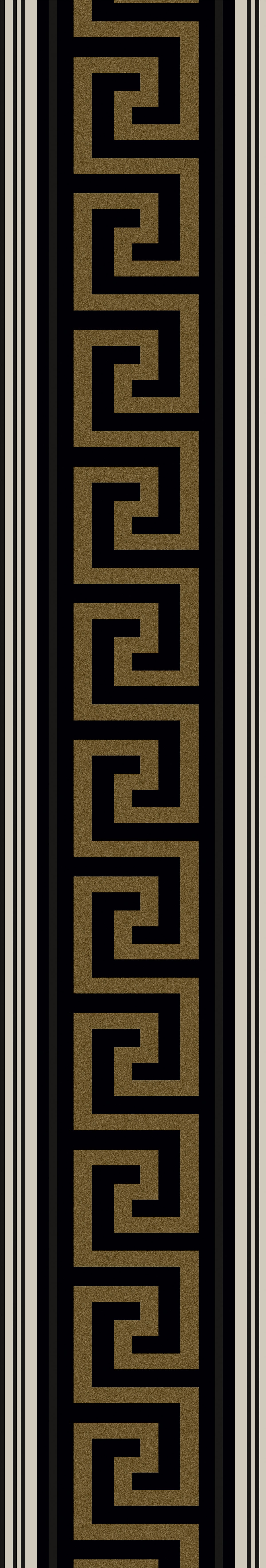 Lyre Greek key border in black with metallic gold finish