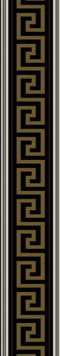 Lyre Greek key border in black with metallic gold finish