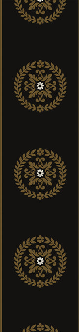 Black border wallpaper with metallic gold medallion motifs