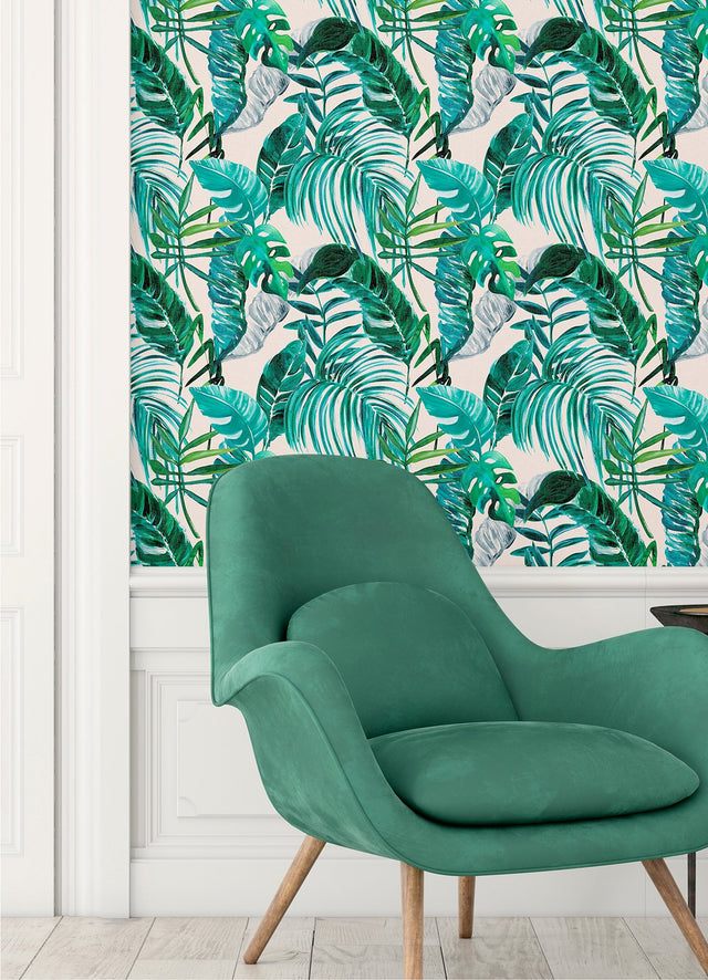 Grover Green Palmera Tropical Botanical Leaves Wallpaper - WLD53101W