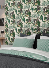 Morris Cream Tropical Jungle Wallpaper with Monkey and Leaf Motif - ohpopsi WLD53108W