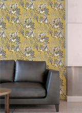 Morris Mustard Tropical Jungle Wallpaper with Monkeys Pattern, Tropical Style - ohpopsi WLD53110W